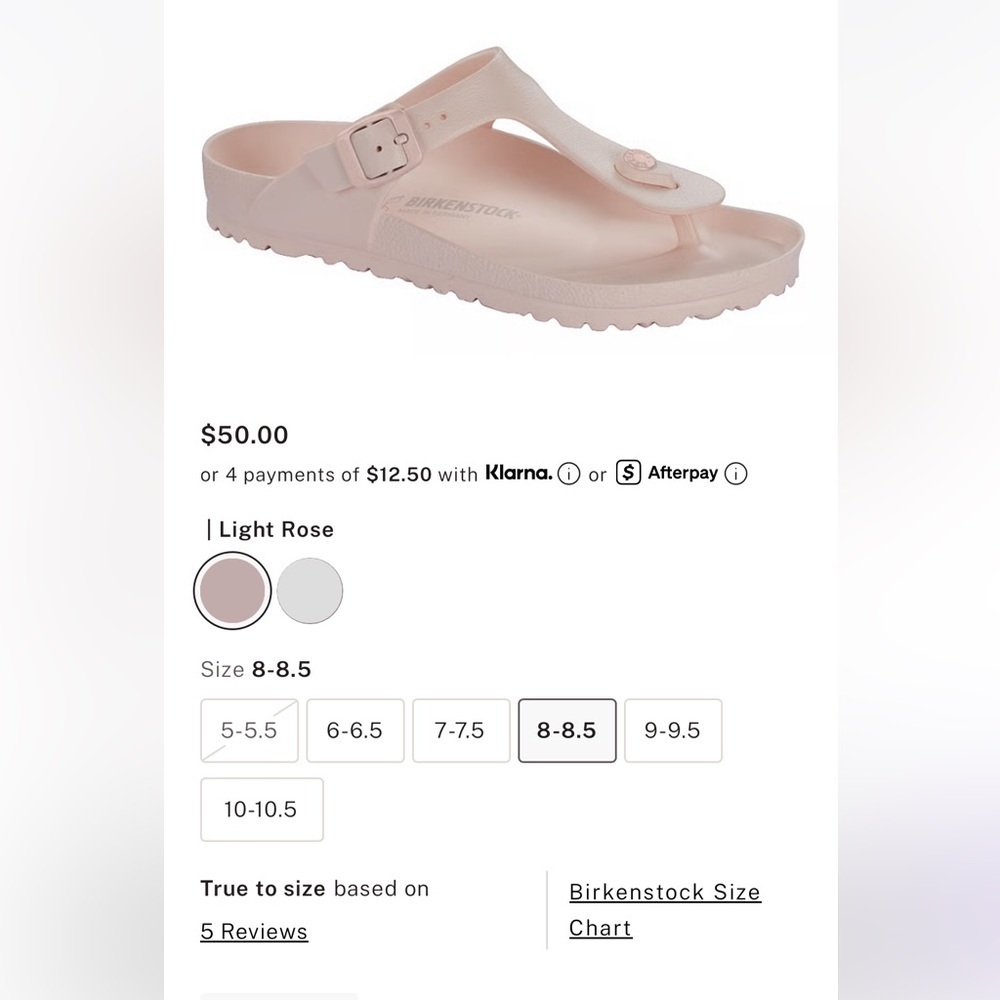New NIB Birkenstock Gizeh Eva sandals pink light rose 8-8.5 or 39 - Picture 4 of 7